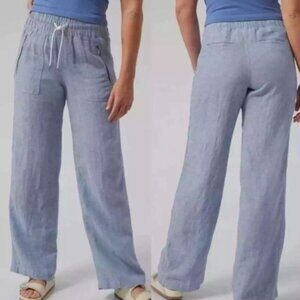 ATHLETA Cabo Linen Wide Leg Pants Blue Size 6 Tall